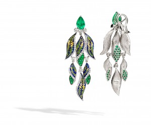 earrings fern emerald diamond mosaic