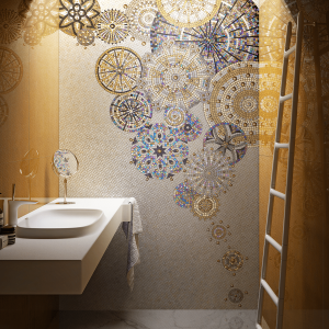 cersaie glass mosaic bathroom